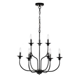 Rosalynne 28-Inch 9-Light Black Finish 2-Tier Drip Cup Candelabra Chandelier Ceiling Light