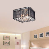 Rosana Chrome and Black Crystal Flushmount 4-light Chandelier