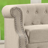 Alejandro Chesterfield 55'' Linen Rolled Arm Loveseat