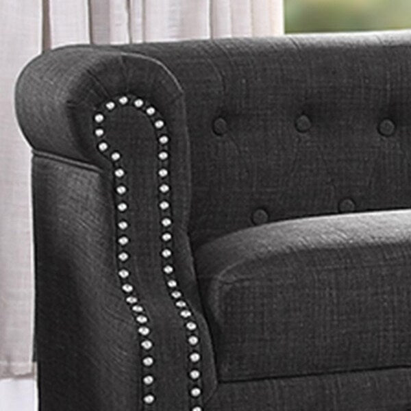 Alejandro Chesterfield 55'' Linen Rolled Arm Loveseat
