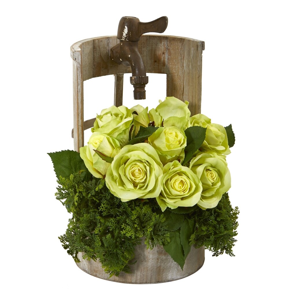 Rose Artificial Arrangement in Faucet Planter
