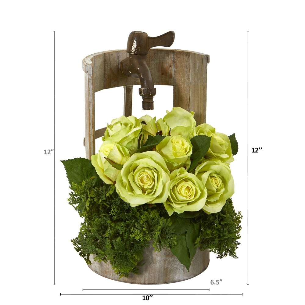 Rose Artificial Arrangement in Faucet Planter