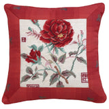 Rose Needlepoint 16-inch Throw Pillow