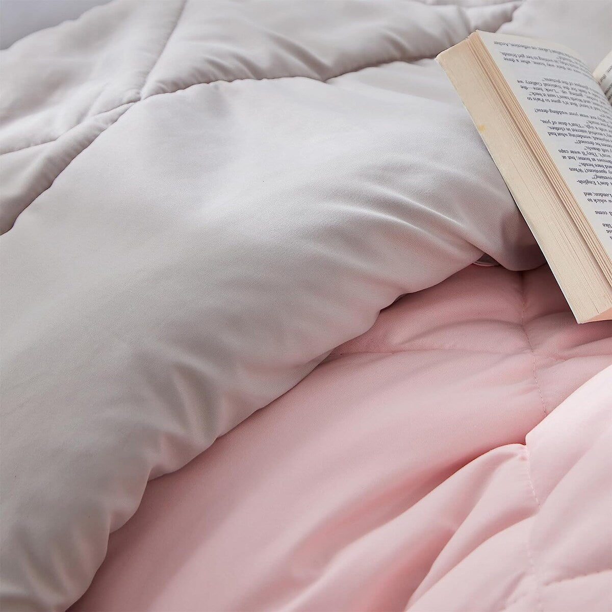 Rose Quartz/Stone Taupe Reversible Twin XL Comforter