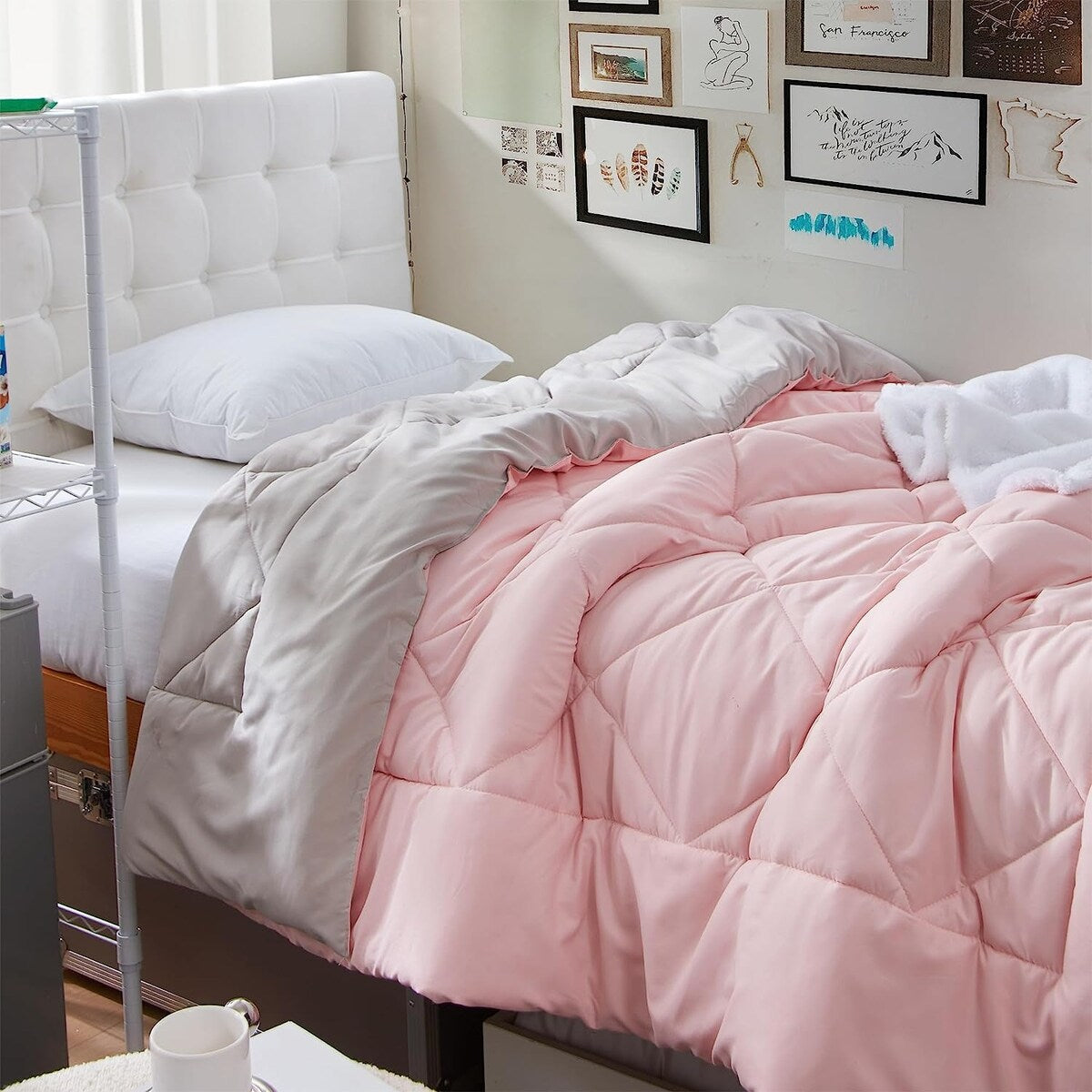 Rose Quartz/Stone Taupe Reversible Twin XL Comforter
