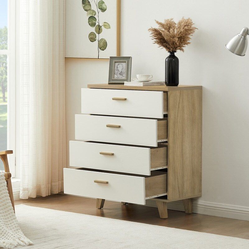 Rosewood White 4-Drawer Chest Storage Cabinet Dresser Organizer