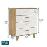 Rosewood White 4-Drawer Chest Storage Cabinet Dresser Organizer