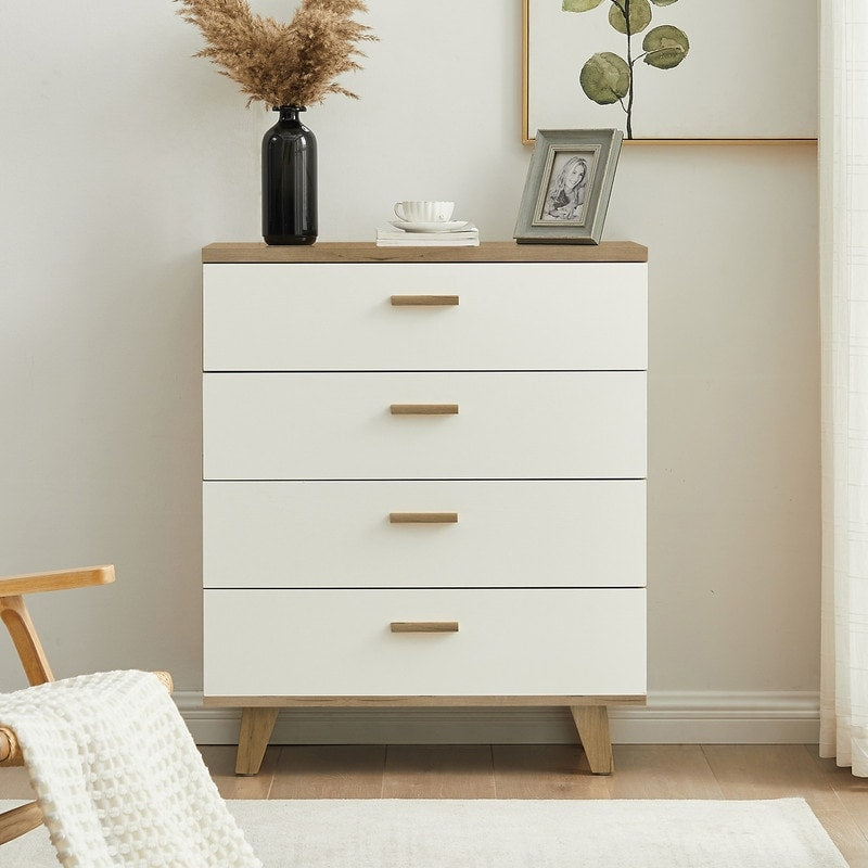 Rosewood White 4-Drawer Chest Storage Cabinet Dresser Organizer