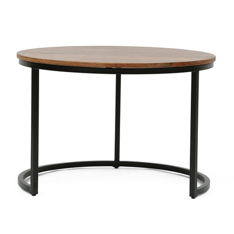 Rosher Modern Industrial Handcrafted Mango Wood Nested Tables (Set of 3) by Christopher Knight Home