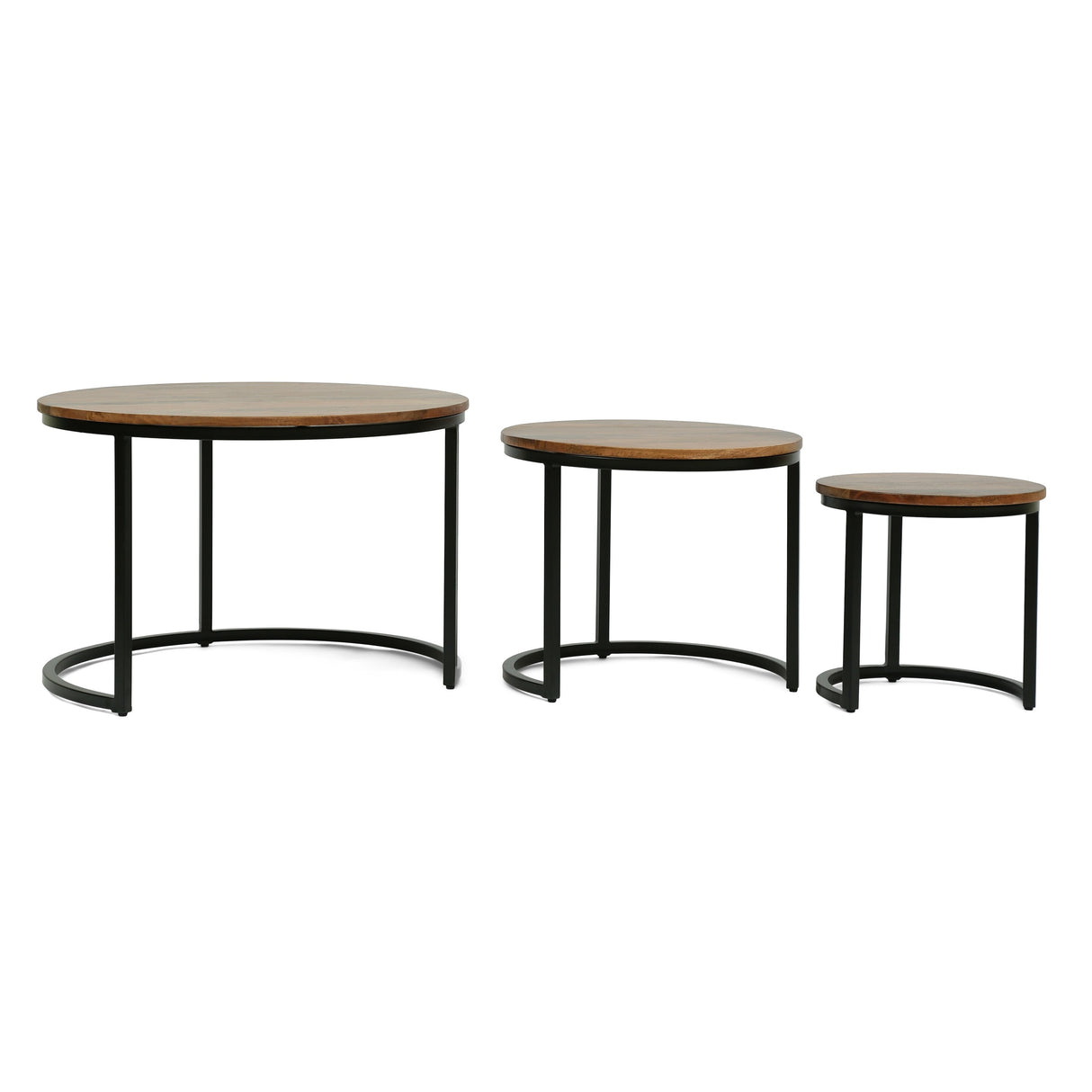 Rosher Modern Industrial Handcrafted Mango Wood Nested Tables (Set of 3) by Christopher Knight Home