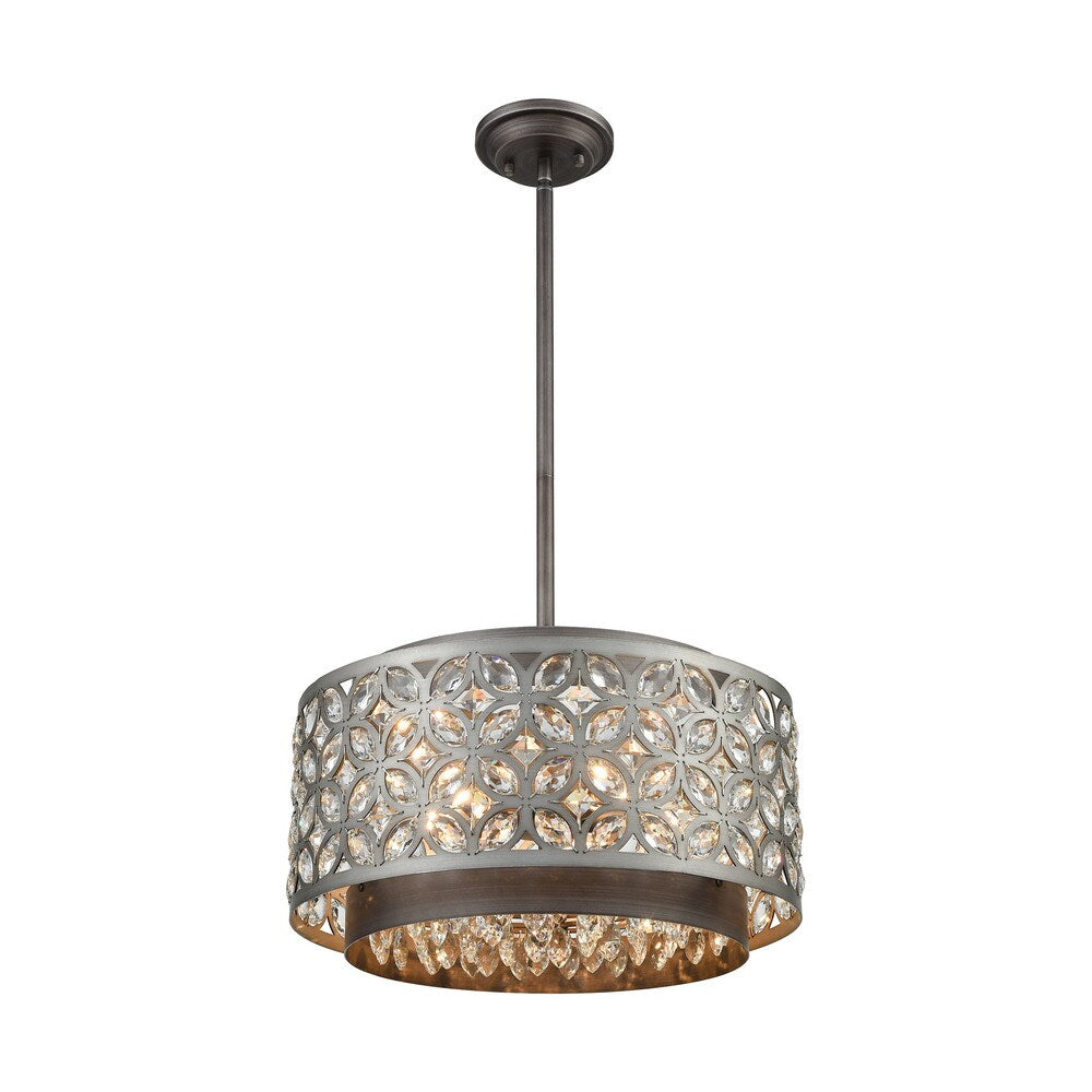 Rosslyn 5-Light Pendant, Weathered Zinc/Matte Silver