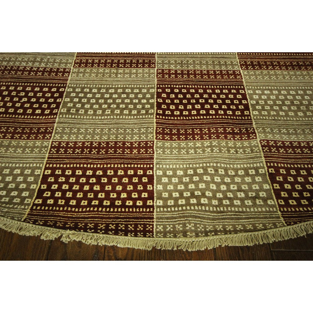Roud Multicolor High Kpsi Super Fine Gabbeh Hand-knotted Wool Area Rug (8'2 x 8'2)