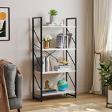 Roul Wood 4-Tier Bookshelf Free Standing 4 Shelf Bookcases Open Display Storage White