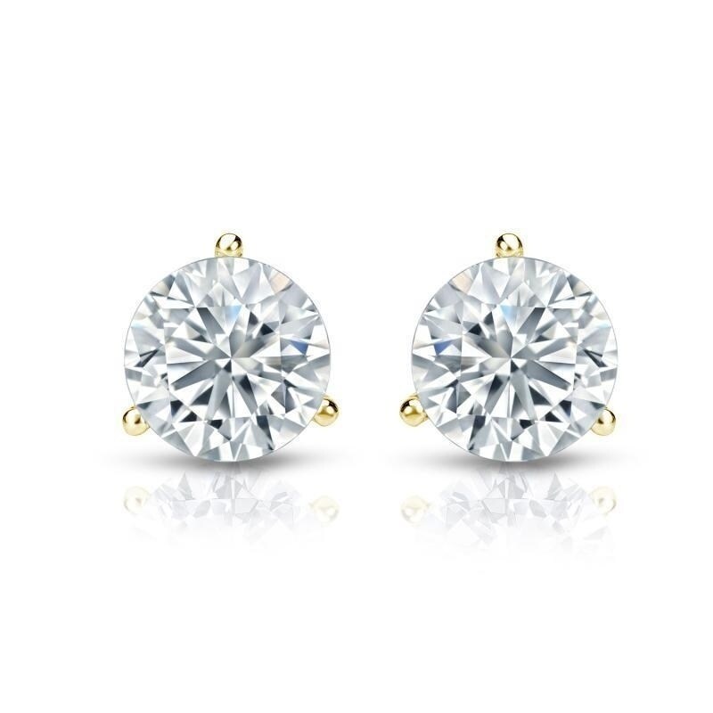 Auriya 2ctw 3 Prong Martini Set Round Diamond Stud Earrings 18kt Gold GIA Certified