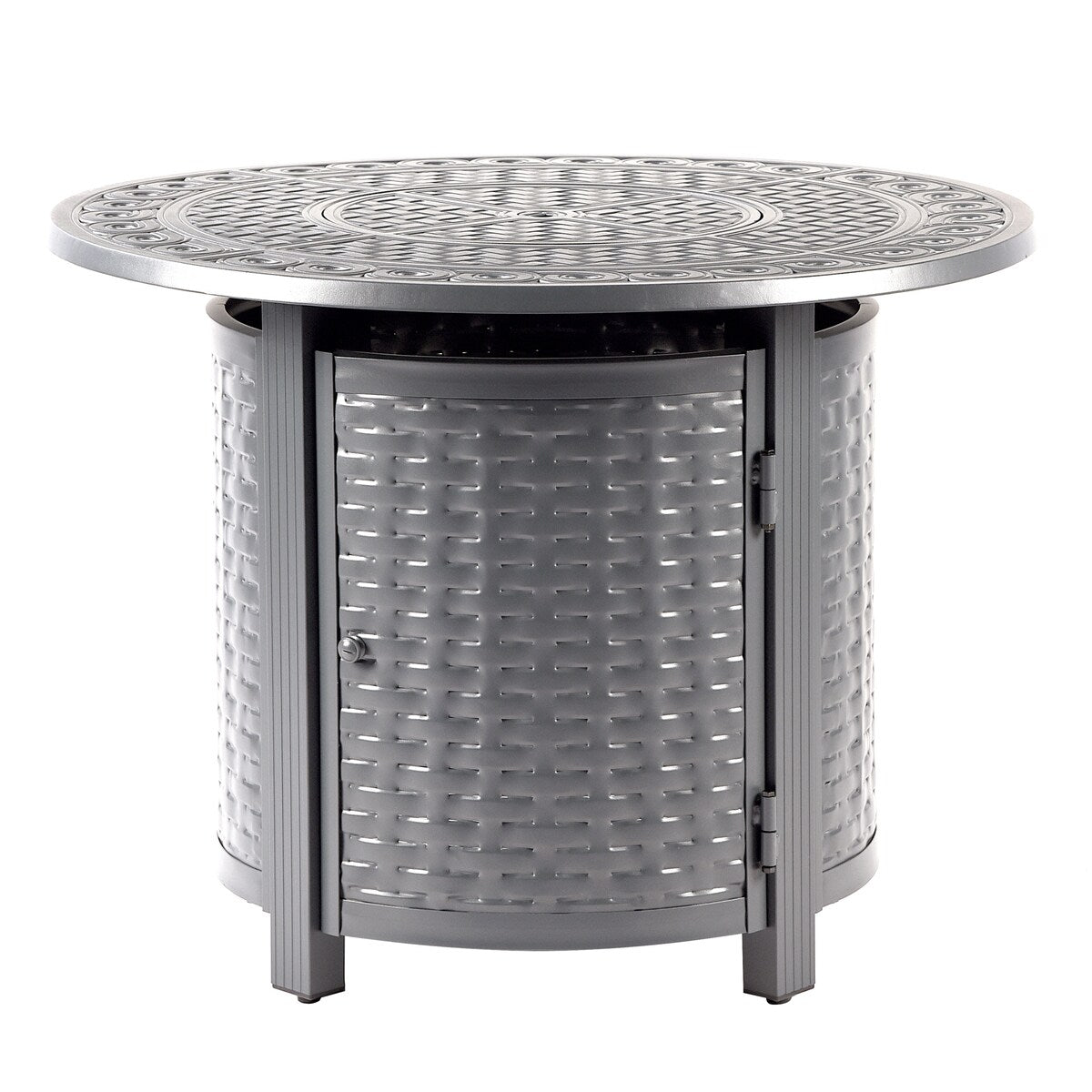 Round 34 in. x 34 in. Aluminum Propane Fire Pit Table with Glass Beads, Two Covers, Lid, 37,000 BTUs - N/A