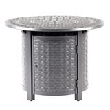 Round 34 in. x 34 in. Aluminum Propane Fire Pit Table with Glass Beads, Two Covers, Lid, 37,000 BTUs - N/A