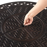 Round 34 in. x 34 in. Aluminum Propane Fire Pit Table with Glass Beads, Two Covers, Lid, 37,000 BTUs - N/A