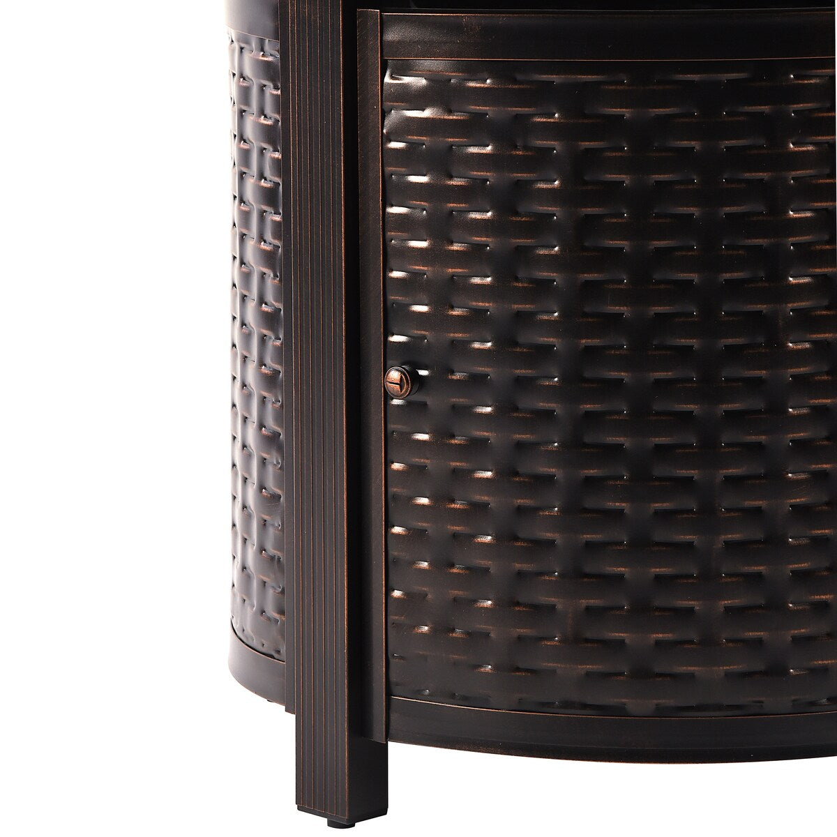 Round 34 in. x 34 in. Aluminum Propane Fire Pit Table with Glass Beads, Two Covers, Lid, 37,000 BTUs - N/A