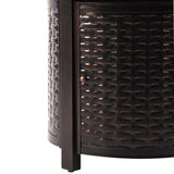 Round 34 in. x 34 in. Aluminum Propane Fire Pit Table with Glass Beads, Two Covers, Lid, 37,000 BTUs - N/A