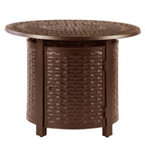 Round 34 in. x 34 in. Aluminum Propane Fire Pit Table with Glass Beads, Two Covers, Lid, 37,000 BTUs - N/A