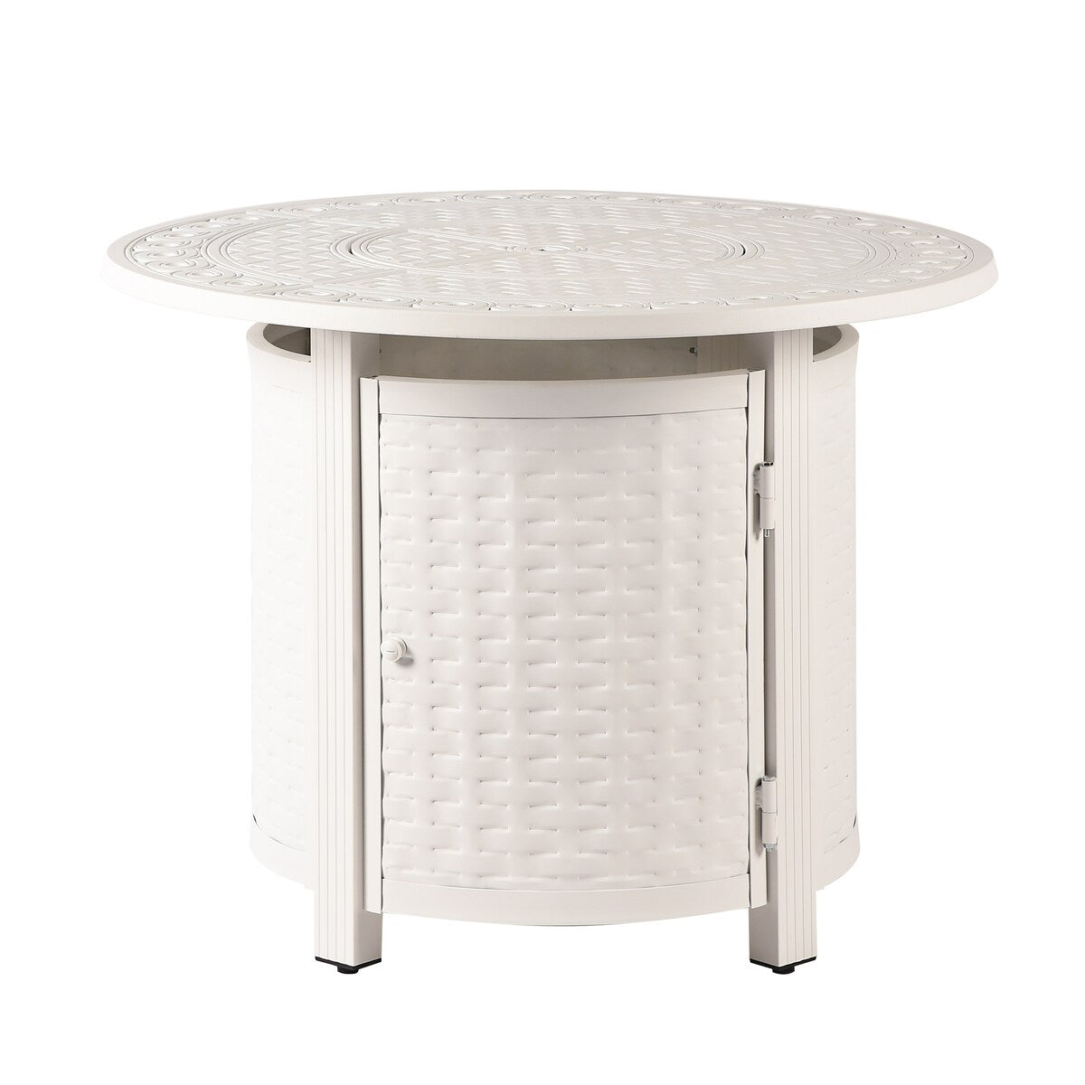 Round 34 in. x 34 in. Aluminum Propane Fire Pit Table with Glass Beads, Two Covers, Lid, 37,000 BTUs - N/A