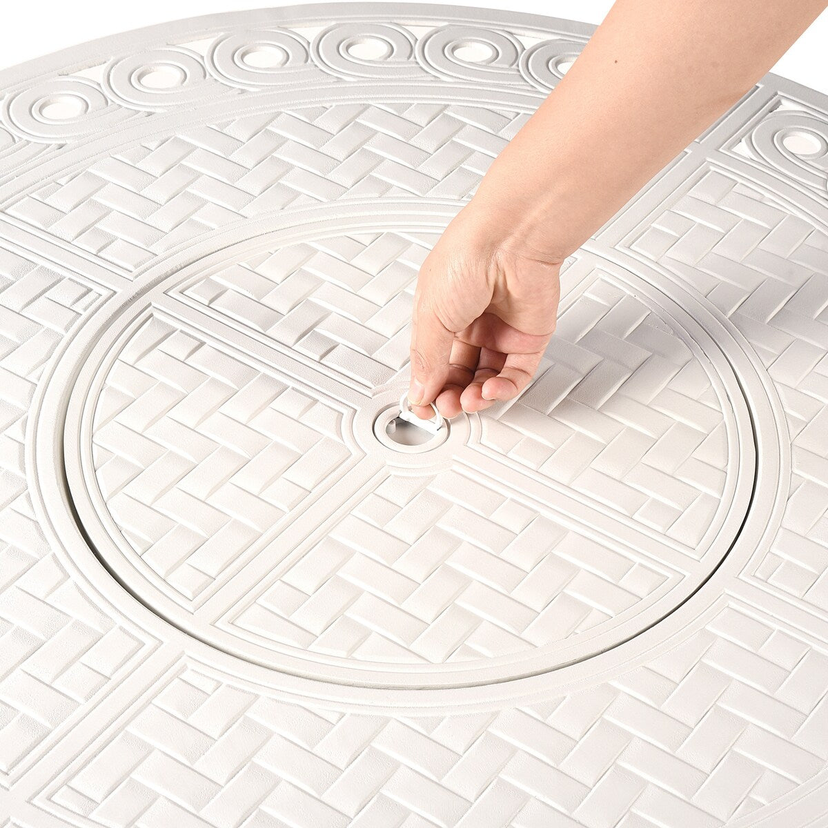 Round 34 in. x 34 in. Aluminum Propane Fire Pit Table with Glass Beads, Two Covers, Lid, 37,000 BTUs - N/A