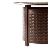 Round 34 in. x 34 in. Aluminum Propane Fire Pit Table with Glass Beads, Two Covers, Lid, 37,000 BTUs - N/A