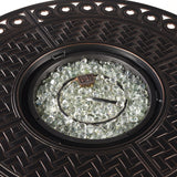 Round 34 in. x 34 in. Aluminum Propane Fire Pit Table with Glass Beads, Two Covers, Lid, 37,000 BTUs - N/A