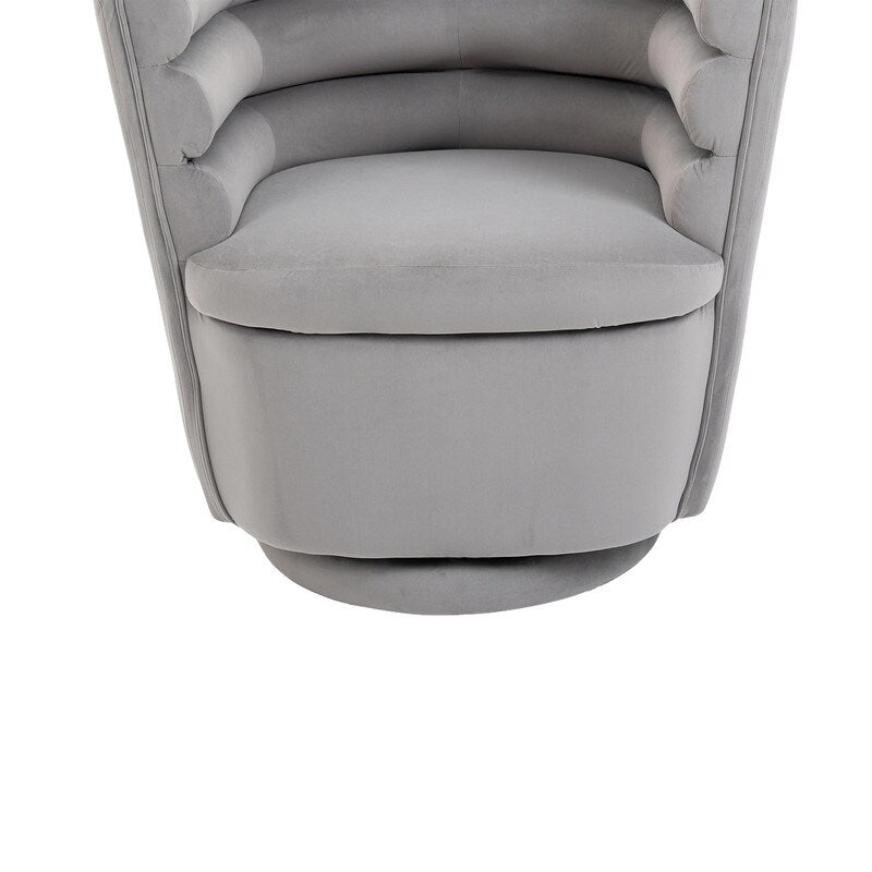Round Accent Barrel Chair with storage Swivel Leisure Arm Chair, Beige