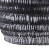 Round Cement Pot with Banded Rim Mouth and Ribbed Pattern, Set of 3, Gray