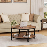 Round Coffee Table Living Room 2-Tier