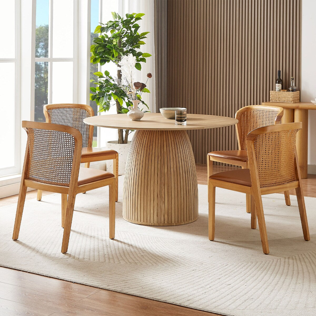 Round Dining Table Kitchen Table Small Space Dining Table MDF for 4-6 People - D 47.24" x H 49.63"