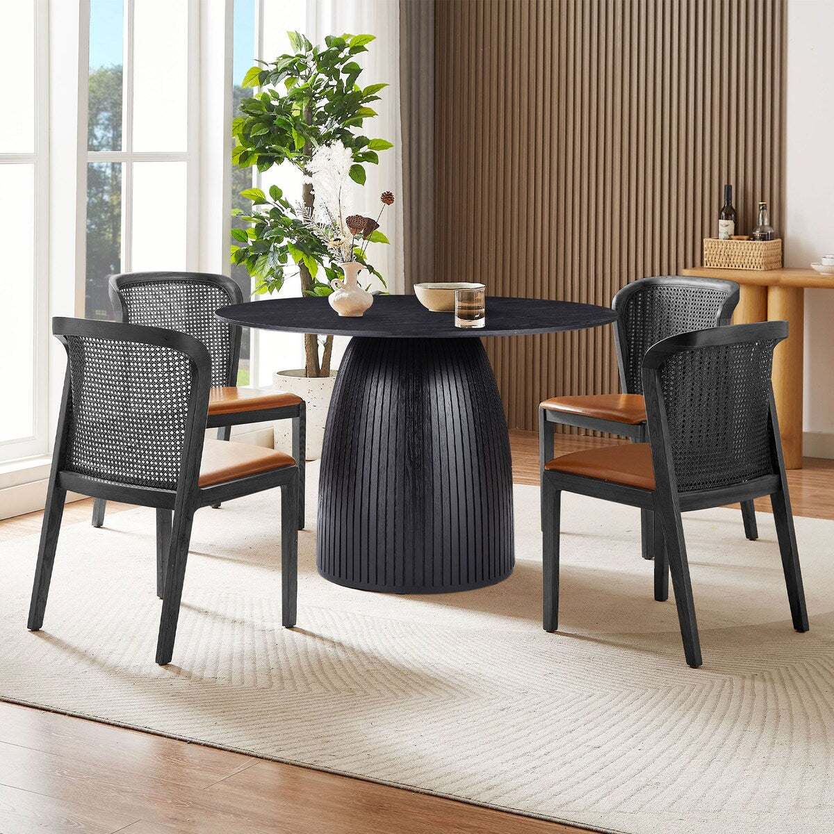 Round Dining Table Kitchen Table Small Space Dining Table MDF for 4-6 People - D 47.24" x H 49.63"