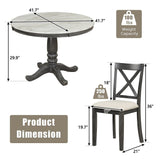 Round Dining Table Set for 4 - 41.7" Faux Marble Round Dining Table with 4 Solid Wood Chairs