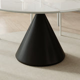 Modern 53" Round Dining Table for 6, Glossy White Stone Tabletop