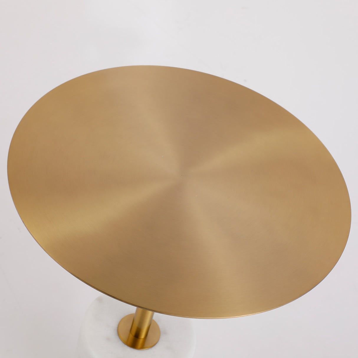 Round End Table with Marble Base, Circular Accent Living Room or Bedside Side Table