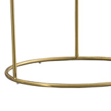 Round Faux Marble Top End Table with Steel Frame, Brown and Gold