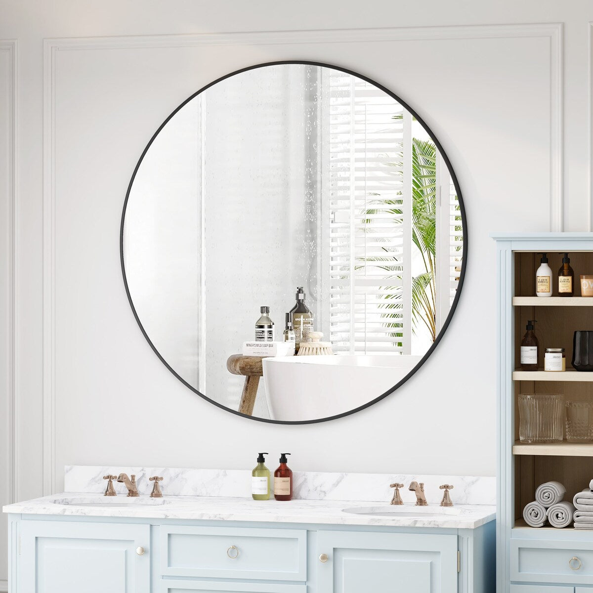 Round Framed Wall-Mounted Anti-fog Mirror