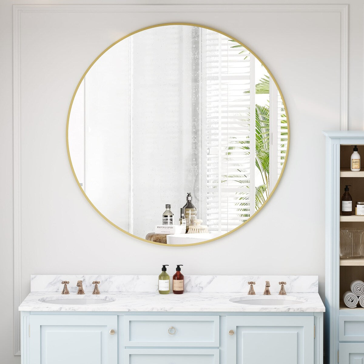 Round Framed Wall-Mounted Anti-fog Mirror