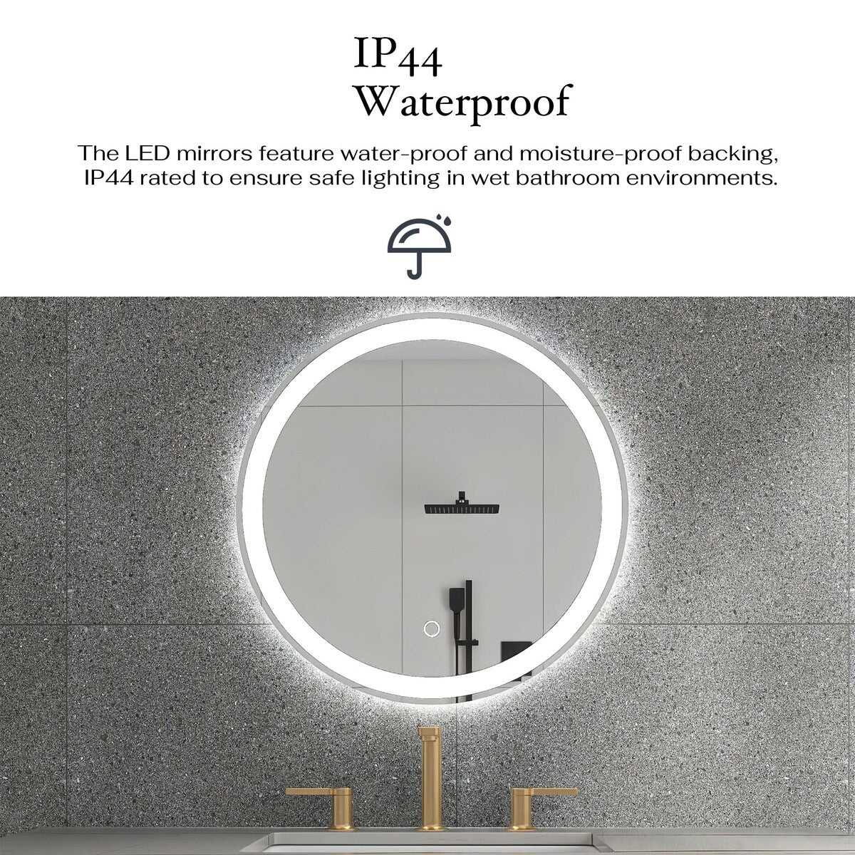 Round Frameless Anti-Fog Wall-Mount LED Bathroom Vanity Mirror