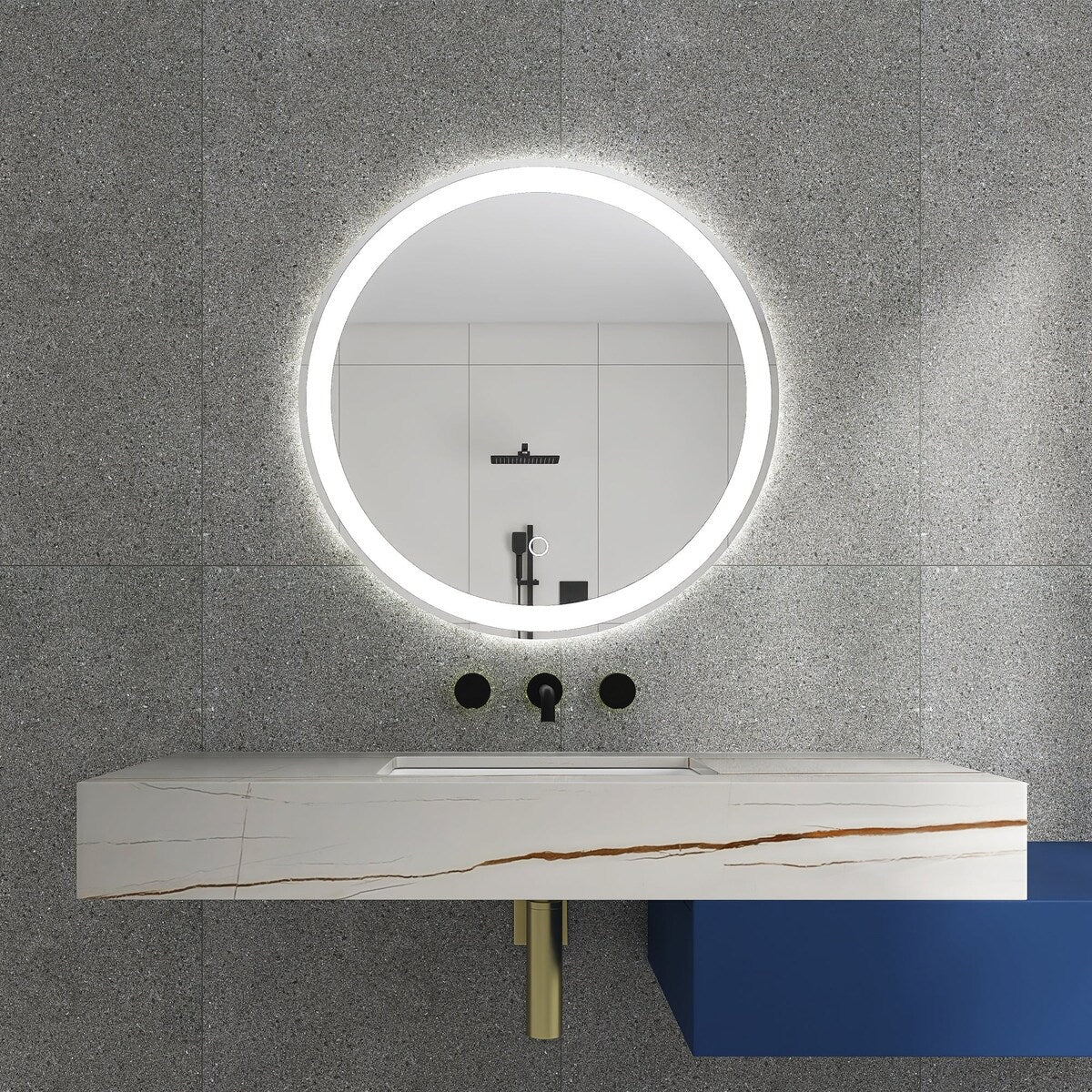 Round Frameless Anti-Fog Wall-Mount LED Bathroom Vanity Mirror