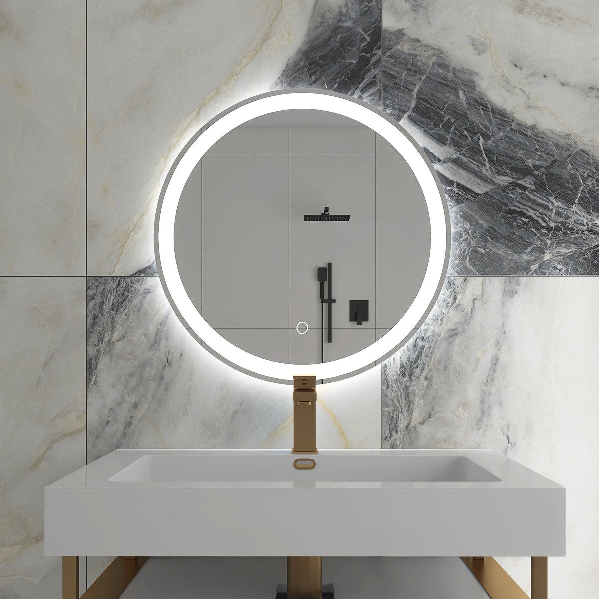 Round Frameless Anti-Fog Wall-Mount LED Bathroom Vanity Mirror