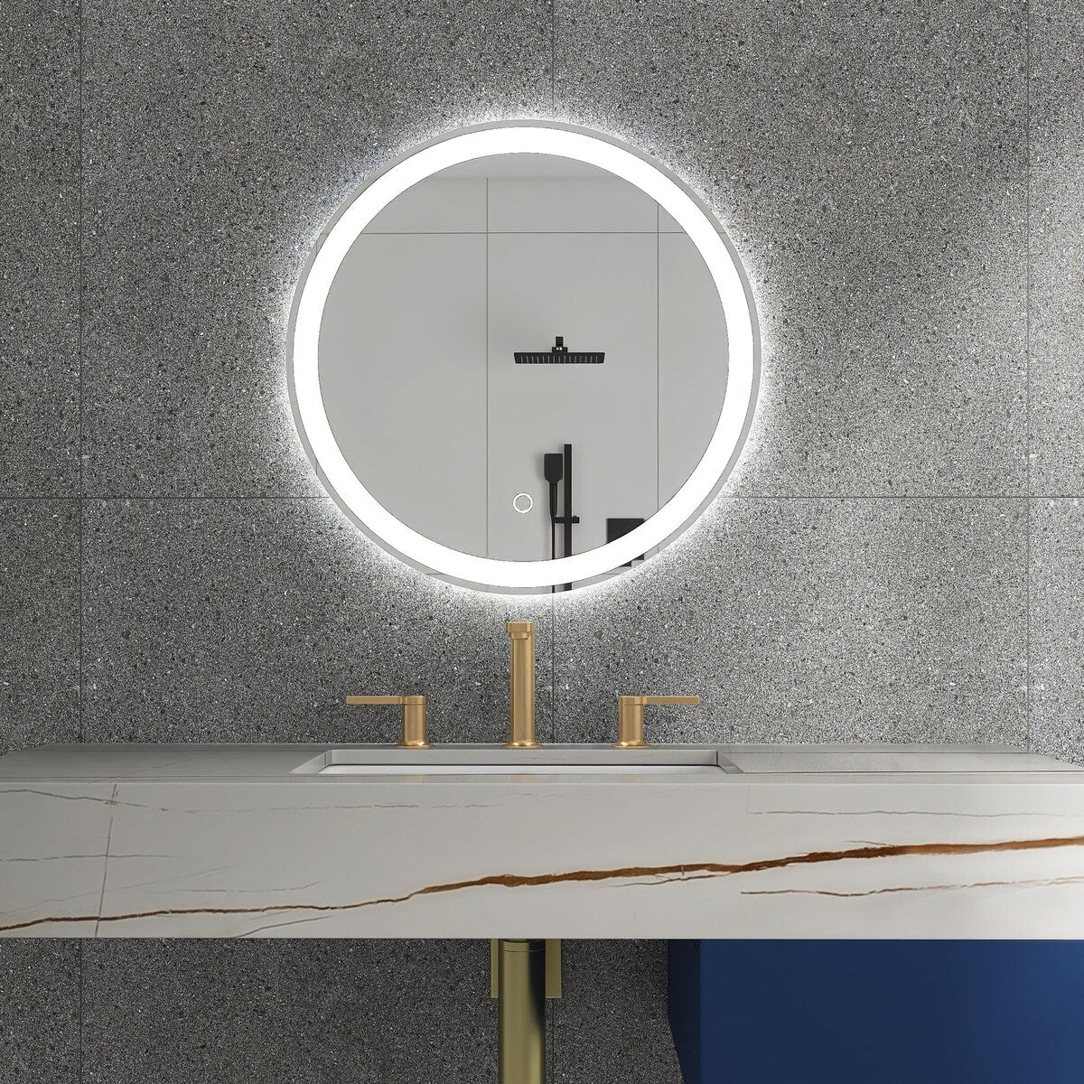 Round Frameless Anti-Fog Wall-Mount LED Bathroom Vanity Mirror
