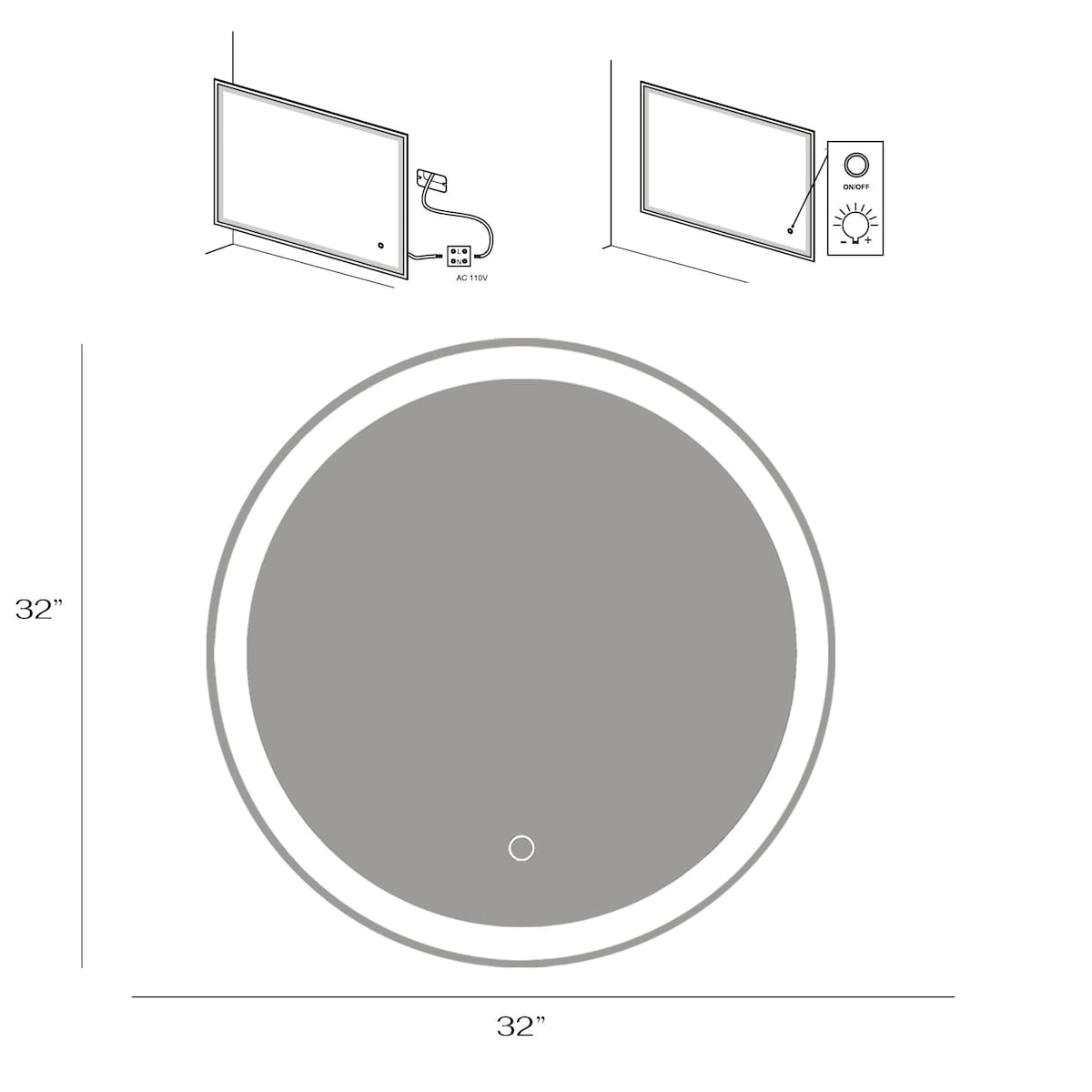 Round Frameless Anti-Fog Wall-Mount LED Bathroom Vanity Mirror