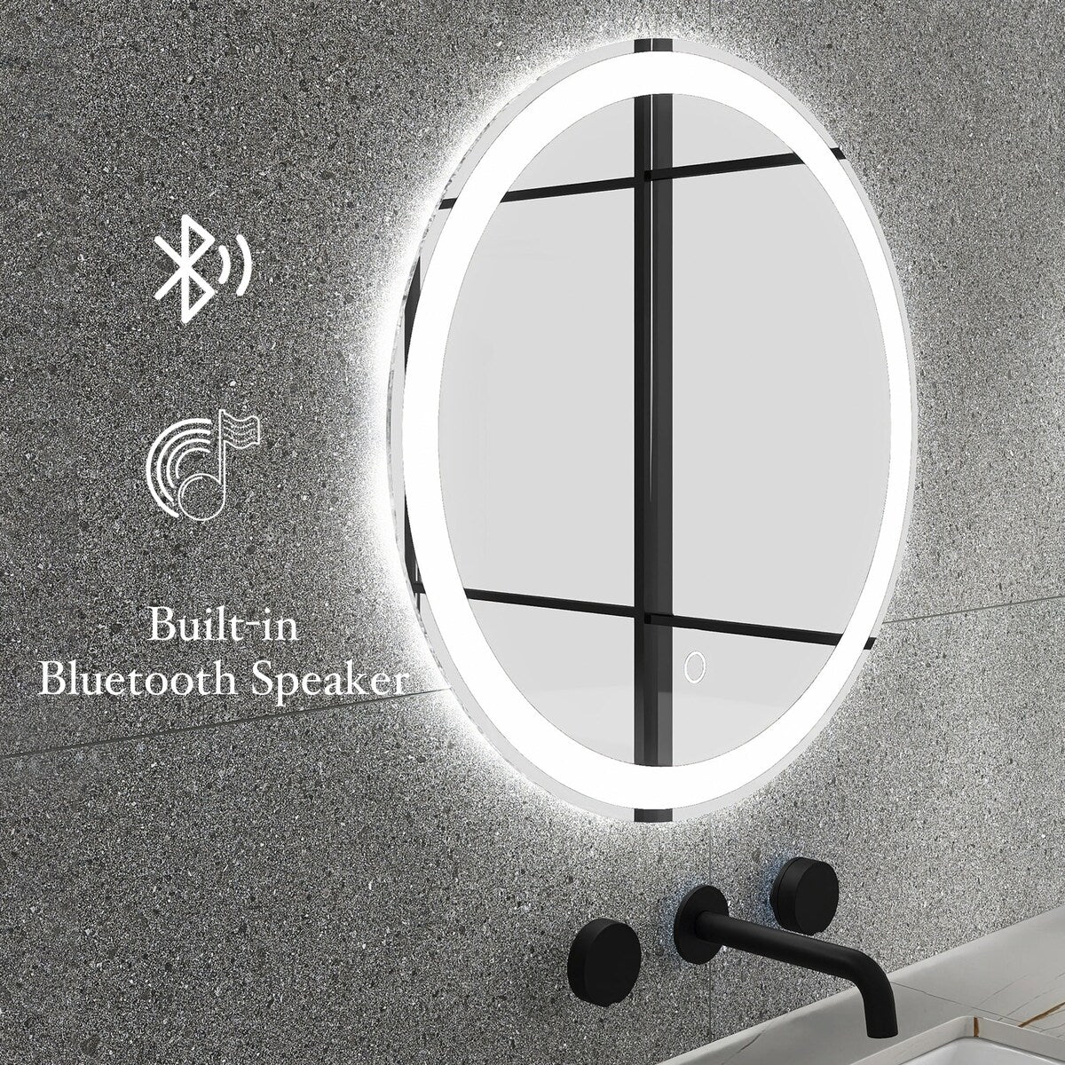 Round Frameless Anti-Fog Wall-Mount LED Bathroom Vanity Mirror