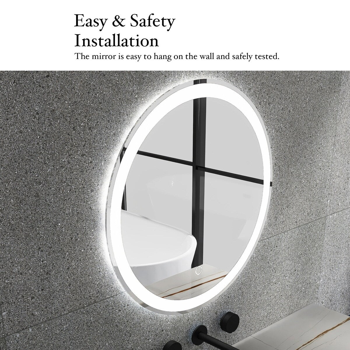 Round Frameless Anti-Fog Wall-Mount LED Bathroom Vanity Mirror