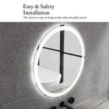 Round Frameless Anti-Fog Wall-Mount LED Bathroom Vanity Mirror