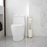 Round Free Standing Toilet Paper Holder with Top Storage Shelf
