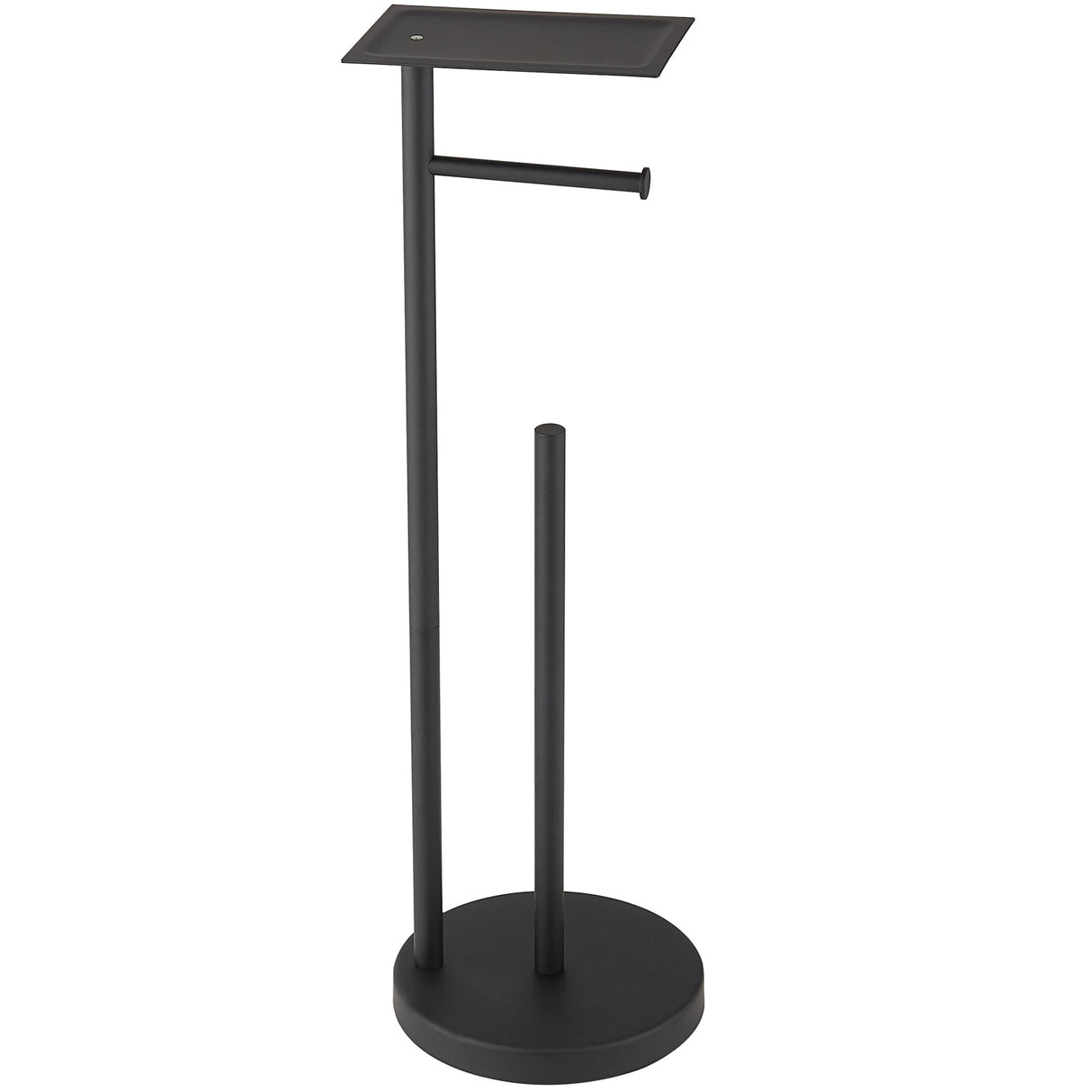 Round Free Standing Toilet Paper Holder with Top Storage Shelf