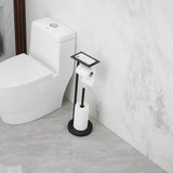 Round Free Standing Toilet Paper Holder with Top Storage Shelf